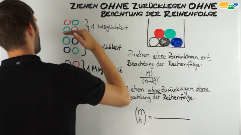 Ziehen OHNE Zurücklegen und OHNE Beachtung der Reihenfolge » mathehilfe24